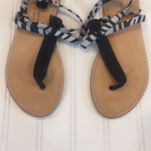 Niccolo Vacari Black Gray Zebra Flat Sandals - Picture 4 of 8